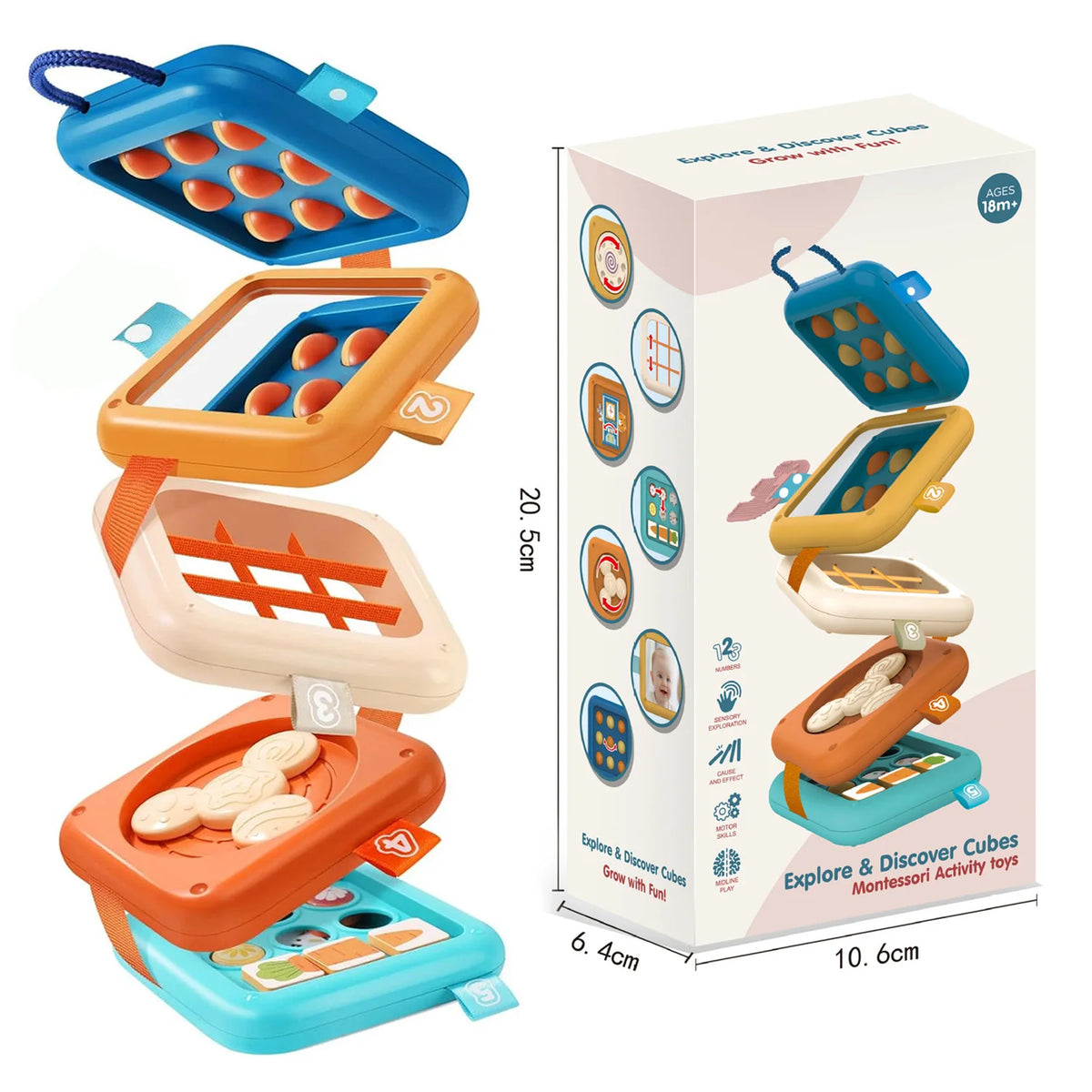 Sensory Folding Activity Cube for Toddlers – Montessori Busy Board Toy