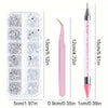 A set of multi-size flat back acrylic rhinestones in pink and clear for nail art and DIY crafts.