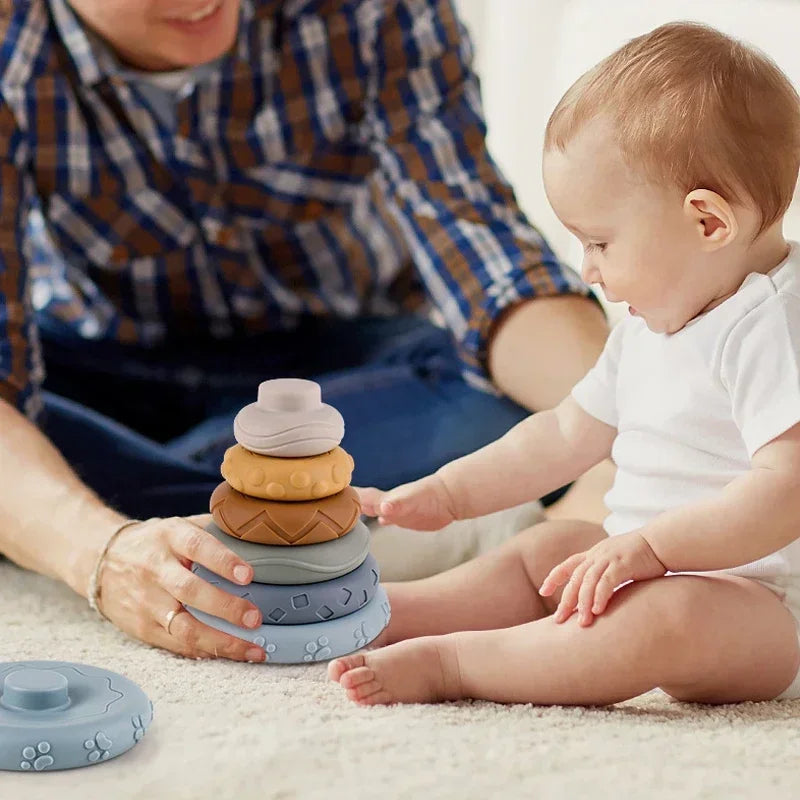 Soft Silicone Building Blocks for Babies - Stacking & Teething Toy