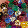 Nebula Effect Polyhedral Dice Set — 7 Transparent Acrylic Dice for D&D and RPGs