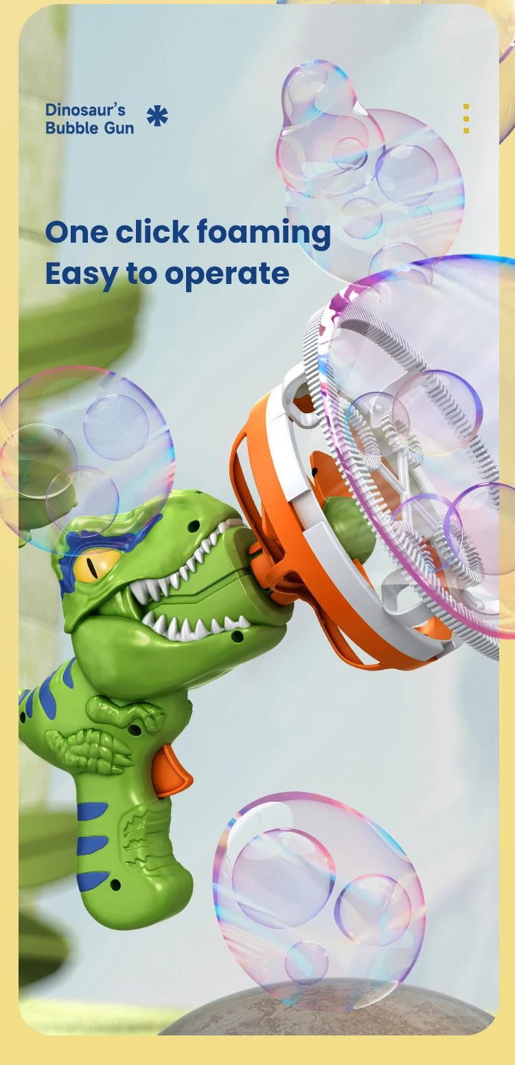 Dinosaur Bubble Gun – Automatic Light-Up Bubble Blower for Kids