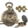 Metal Polyhedral Dice Set with Pocket Watch Case