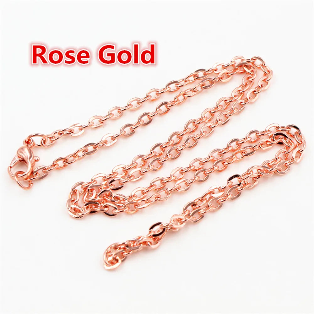 Rose gold flattened chain connector for jewelry making