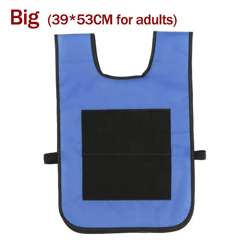 Blue sticky dodgeball vest for adults with a black front panel