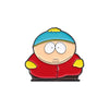 A cartoon enamel pin featuring a character with blue hair and a red jacket.
