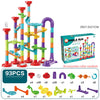 A set of colorful plastic marble run building blocks and accessories for kids