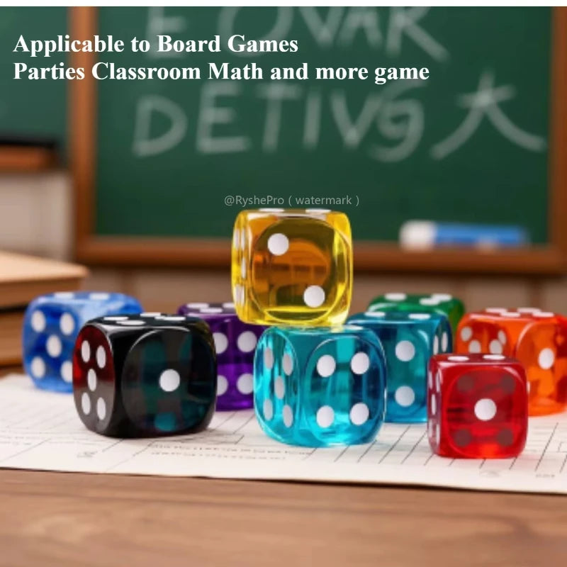 Acrylic Dice Set – 100 Colorful 14mm Dice for Games, Parties & Learning