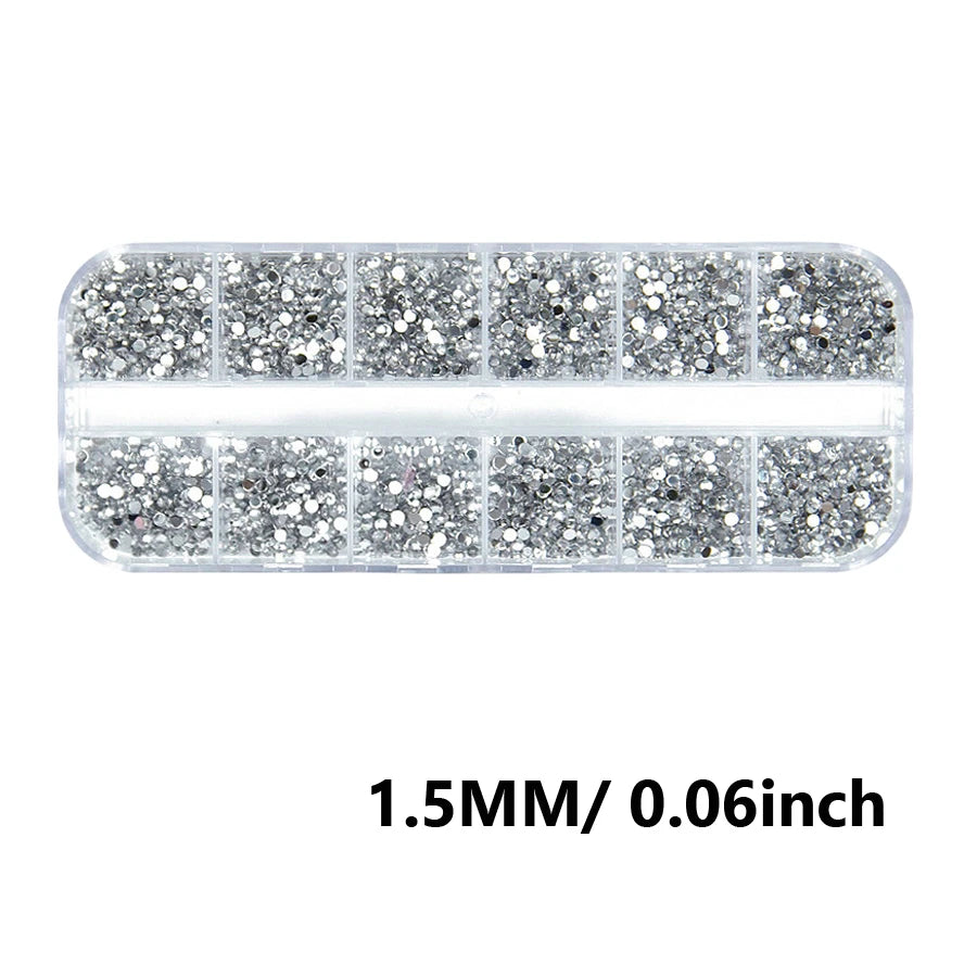 12-Color Glass AB Rhinestone Nail Art Kit