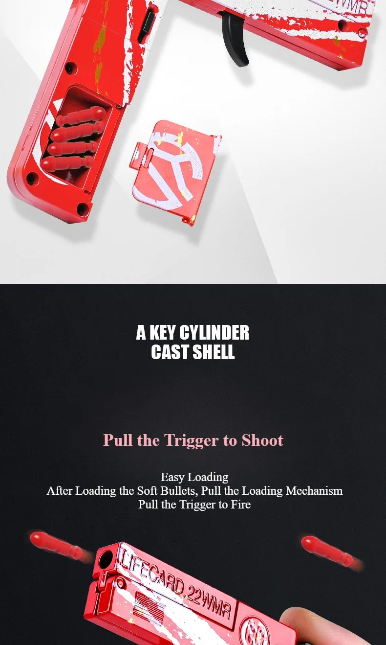 Compact Alloy Folding Blaster Pistol with Soft Bullets
