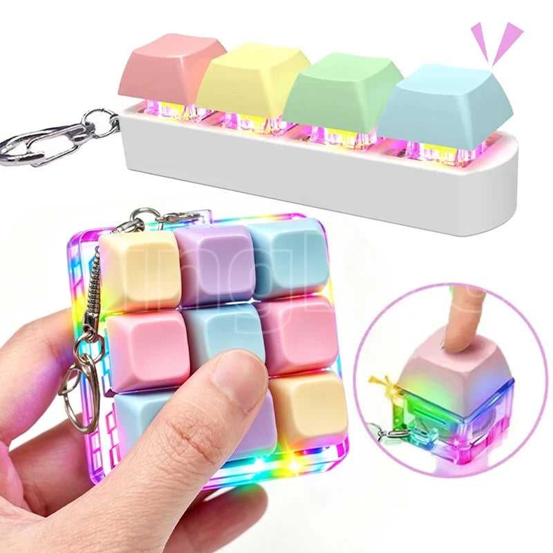 LED Macaron Keyboard Fidget Toy with Keychain