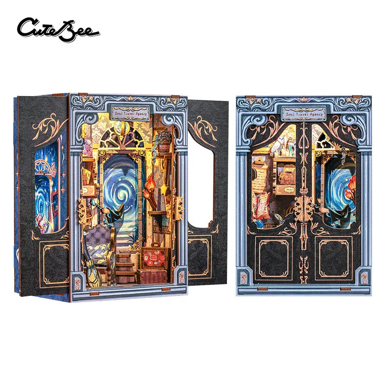 Owl Bookstore Miniature Book Nook DIY Kit with LED Lighting