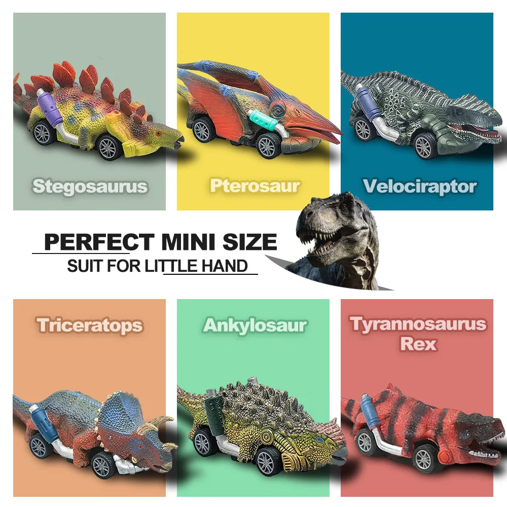 Dinosaur Pull-Back Toy Car Set for Kids
