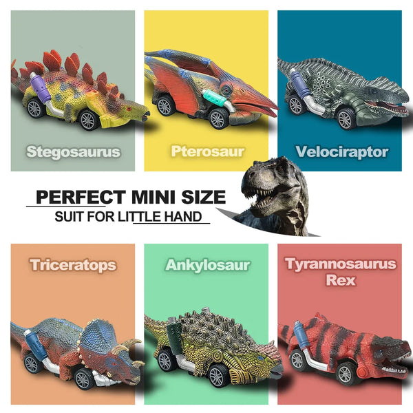Dinosaur Pull-Back Toy Car Set for Kids