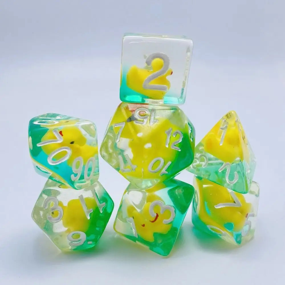 Acrylic Polyhedral Dice Set with Animal Duck Fillers