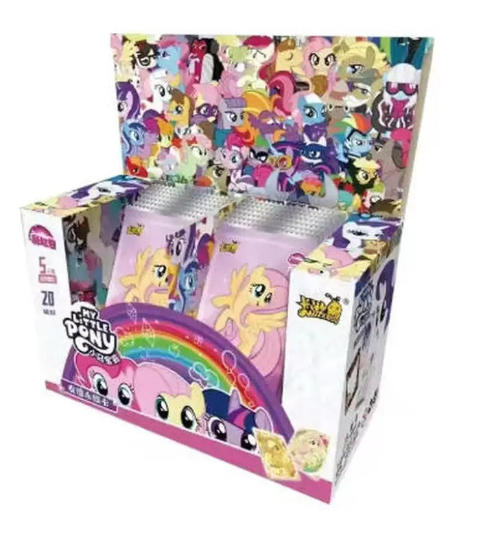 A box of My Little Pony Friendship Cards with themed pouches and a rainbow design.
