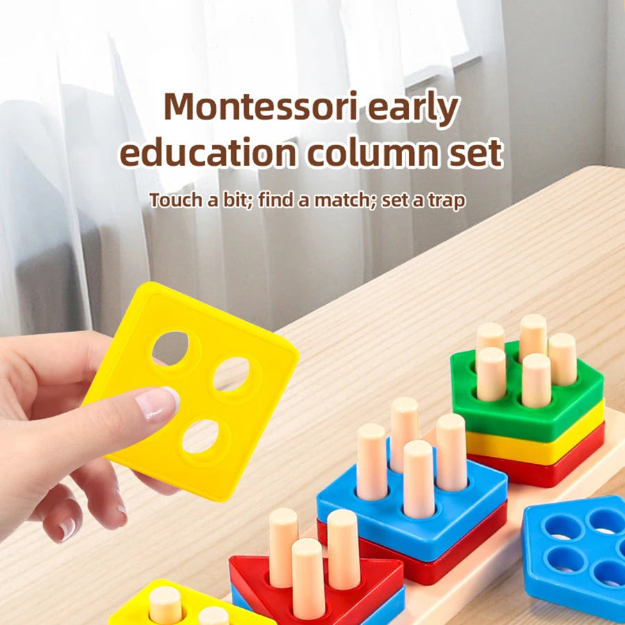 Geometric Shape Sorting Blocks Set for Toddlers