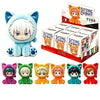 A collection of Jujutsu Kaisen cat-themed collectible figures in various colors and styles packaged in boxes.