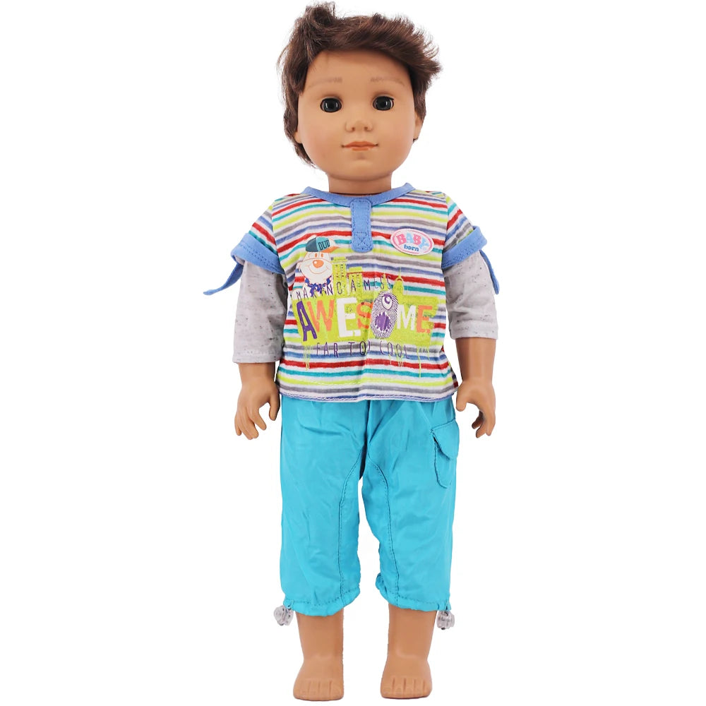 Bear Print Casual Outfit for 43 cm Baby Dolls