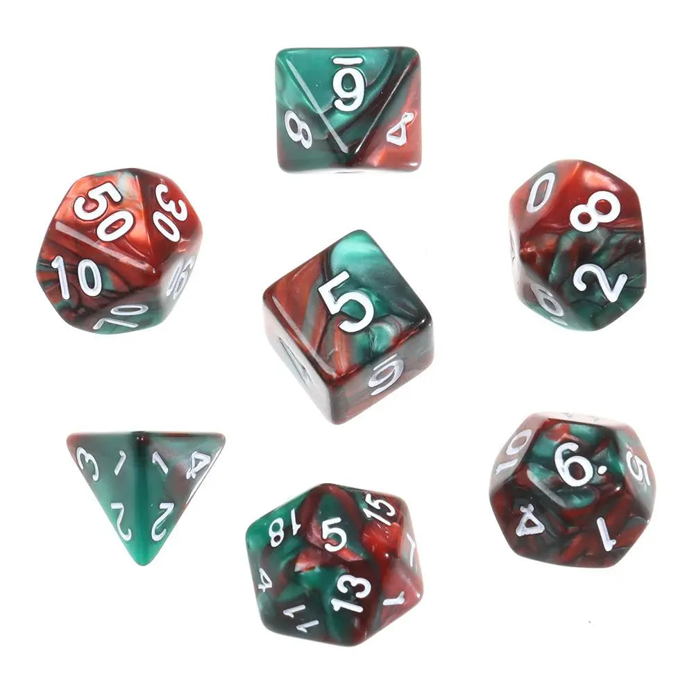 7-Piece Polyhedral Dice Set with Dual-Color Design for RPG and Tabletop Games