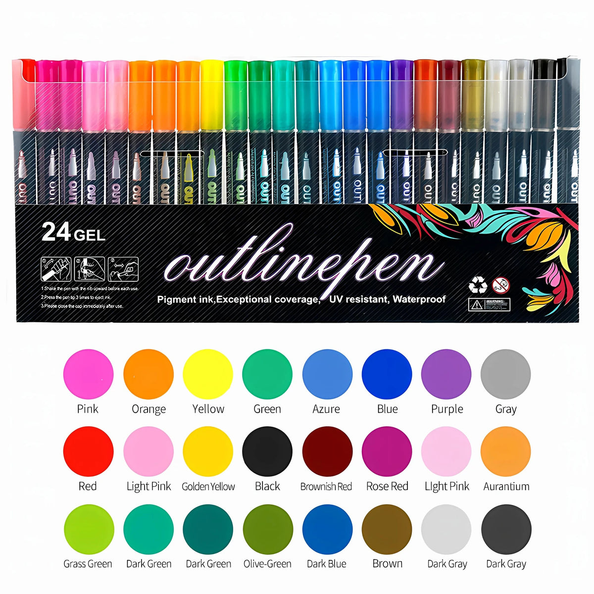 Double Line Glitter Marker Pens – Metallic Outline & Shimmer Set