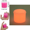 A bright orange glow-in-the-dark crystal slime in a pink container shown from multiple angles.