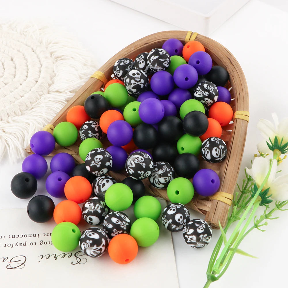 15mm Printed Silicone Beads Value Pack – 20 Pieces for DIY Jewelry & Crafts