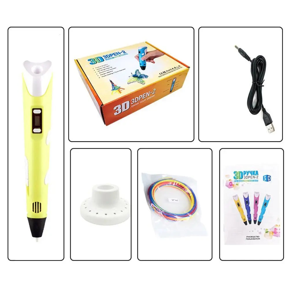 3D Printing Pen with LCD Screen and Adjustable Speed