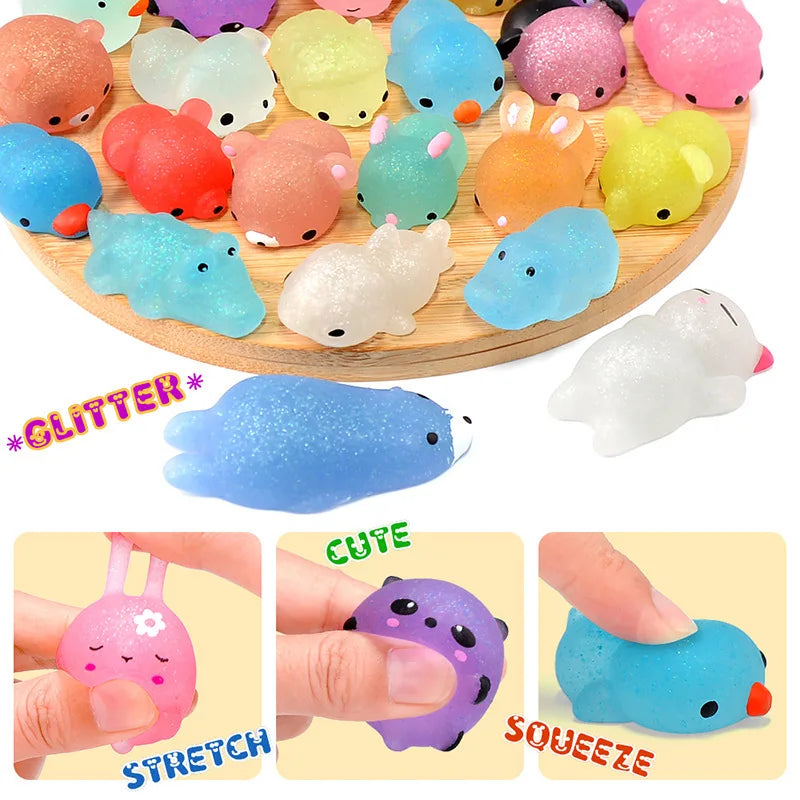 Glitter Mochi Squishy Toys for Stress Relief & Party Favors