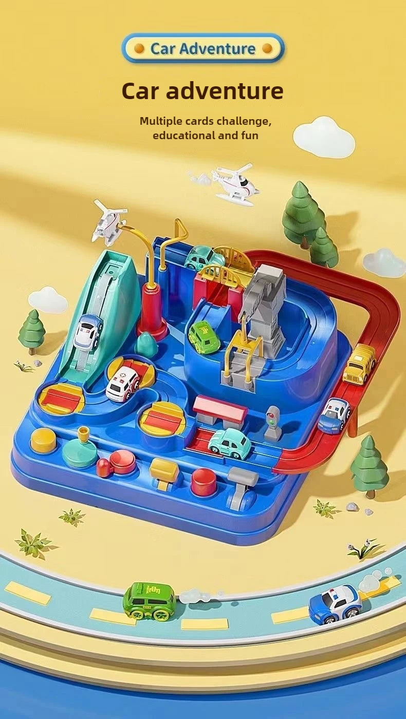 Racing Rail Car Adventure Set — Mechanical Track Toy for Kids