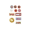 A collection of mini supermarket and food building blocks featuring various items like pizza, cake, and condiment bricks.