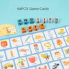 A set of 64 pieces of wooden letter blocks used for an English word spelling game.