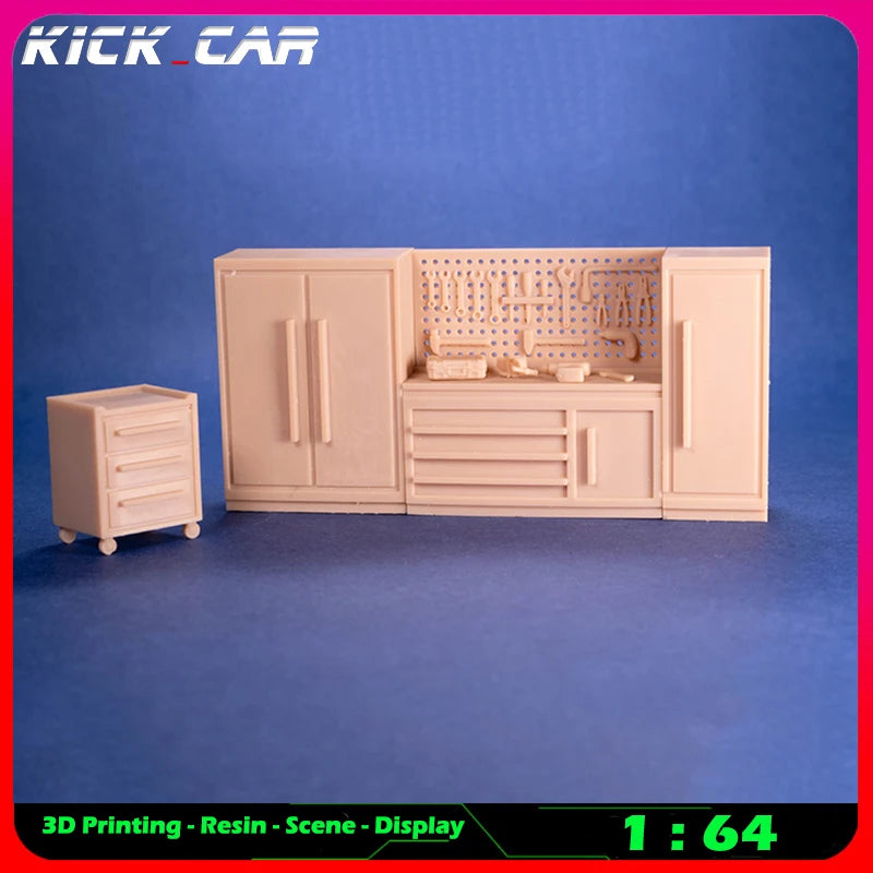 1/64 Scale Resin Tool Cabinet Set for Diorama Scenes