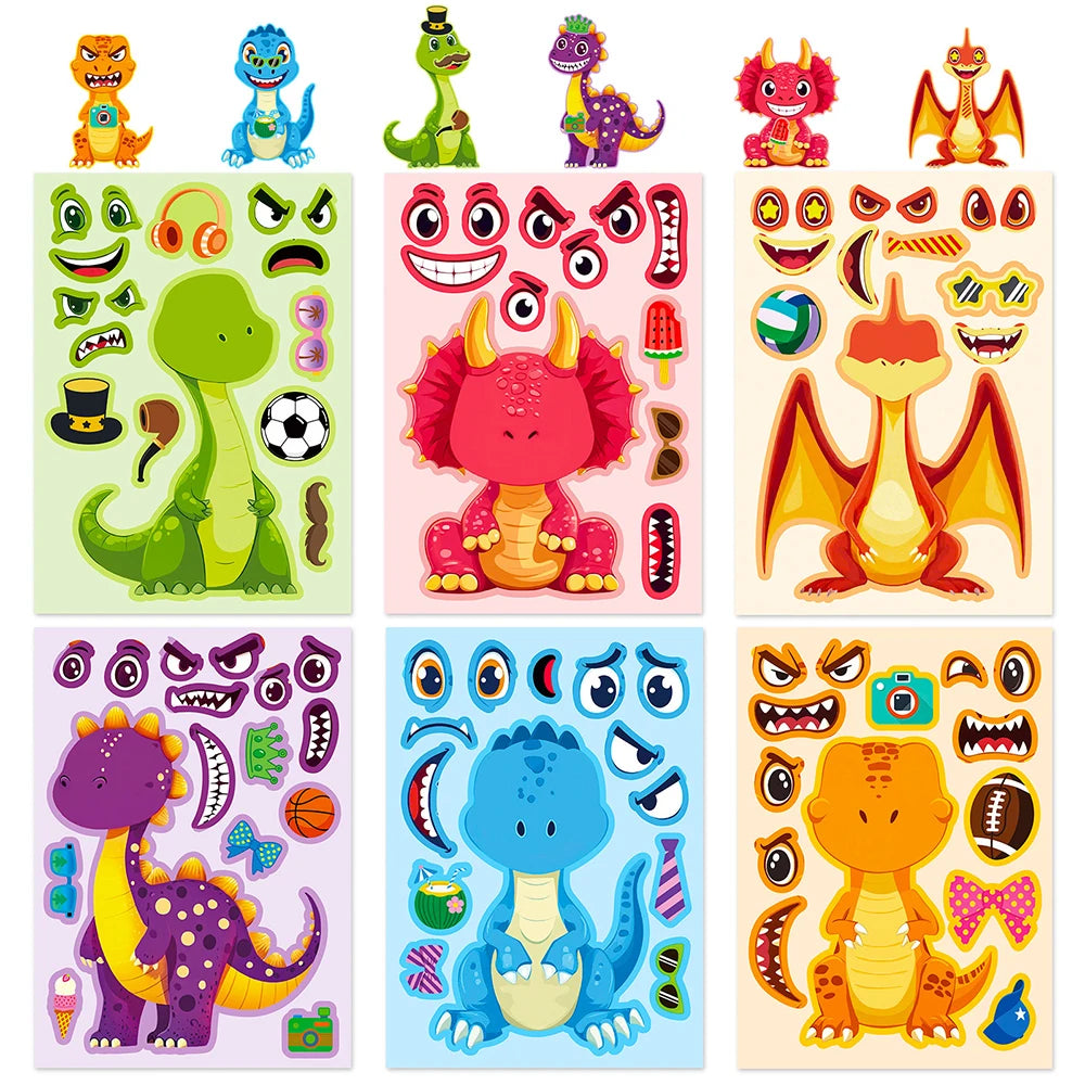 Dinosaur Make-a-Face Sticker Puzzle Set for Kids