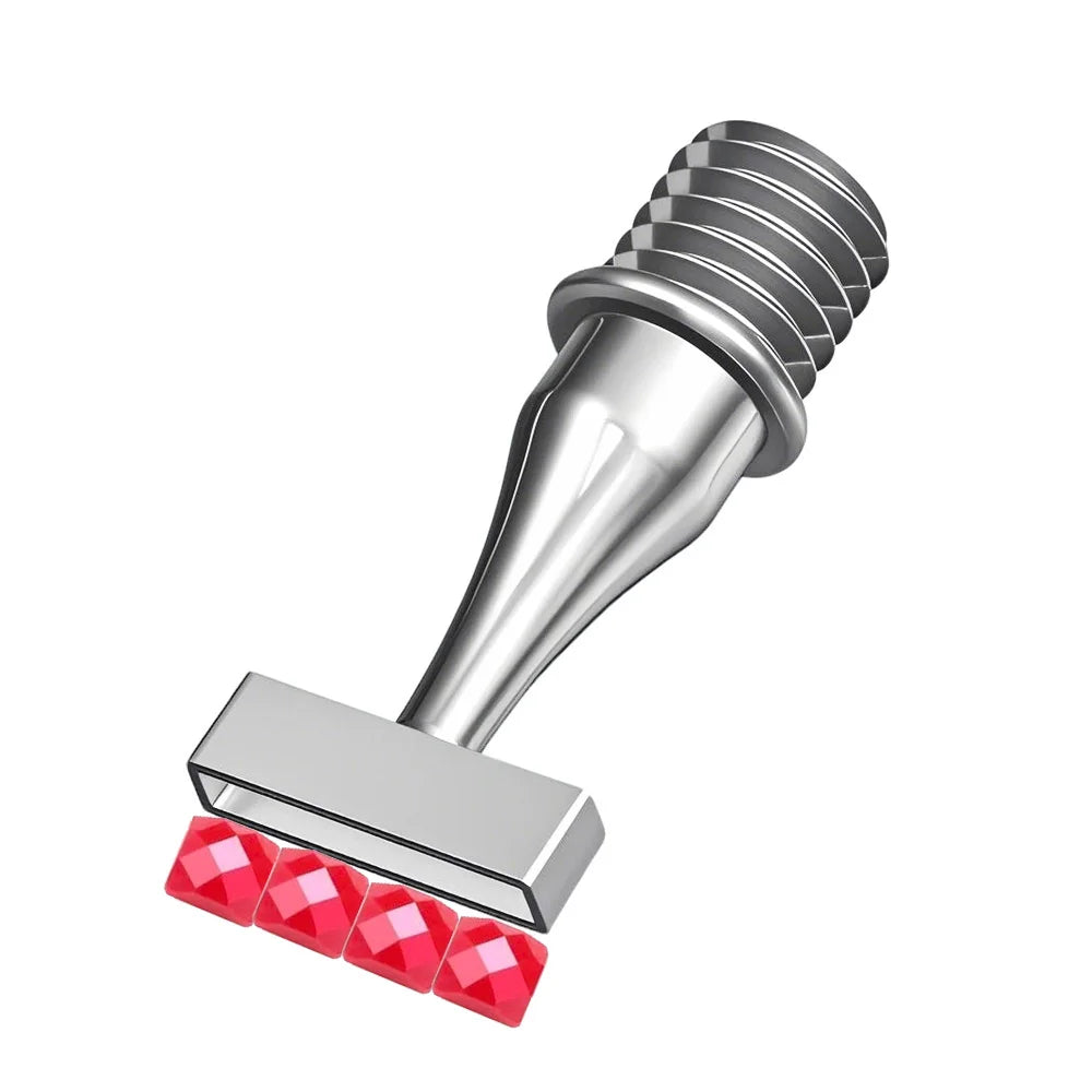 Ergonomic resin diamond art pen with interchangeable stainless steel tips and red gems