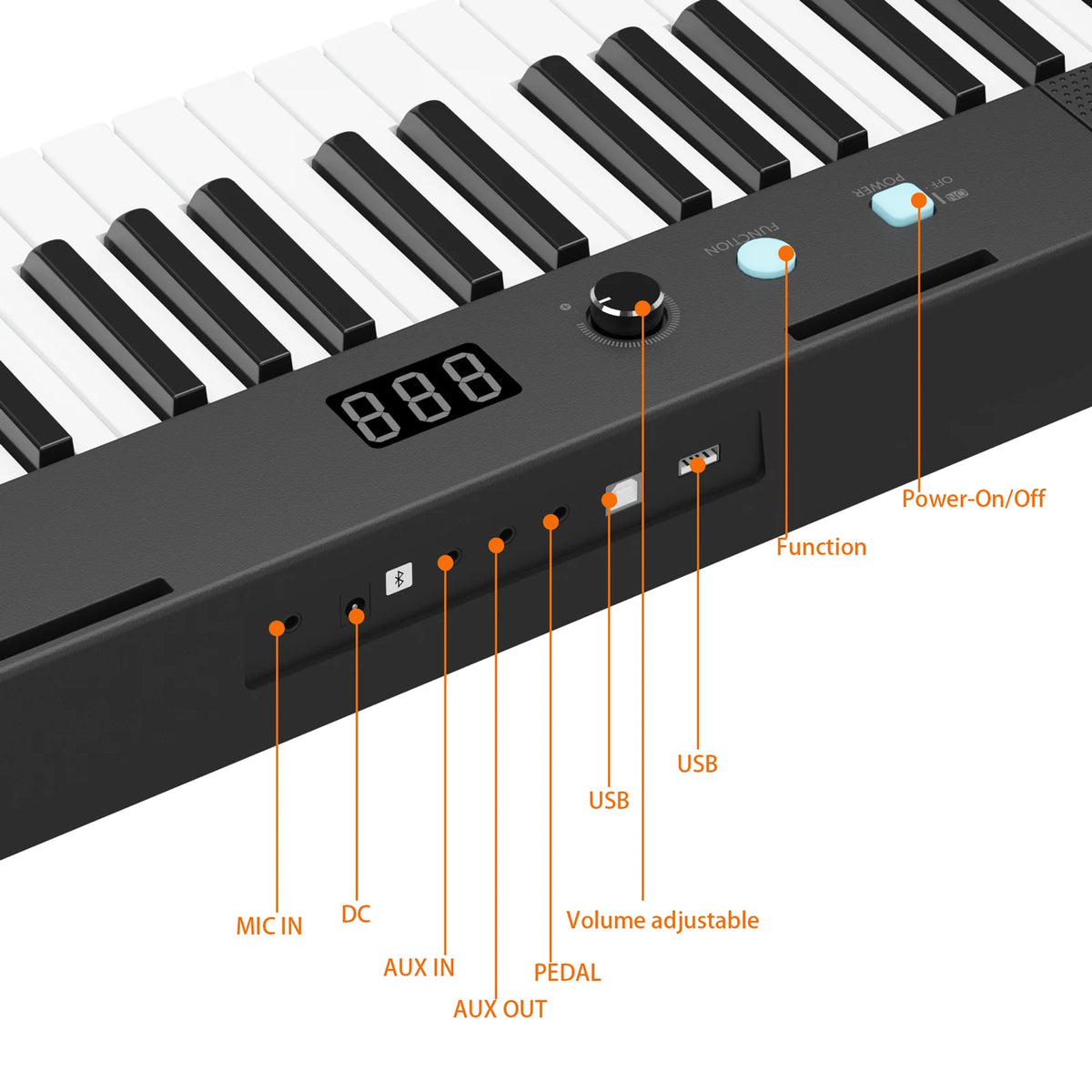 61-Key Portable Keyboard Piano with Stand, Bench, Headphones, and Pedal