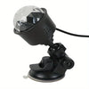 A black sound-activated disco ball light fixture with a clear spherical lens and mounting base.
