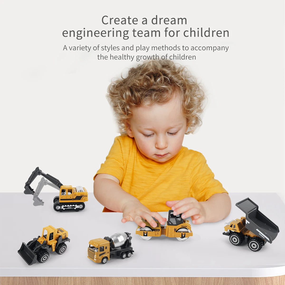 Die-Cast Metal Construction Truck Set - 6 Classic Vehicles