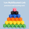 A pyramid of 1cm multifaceted link teaching cubes in various colors including pink, black, blue, orange, and yellow.