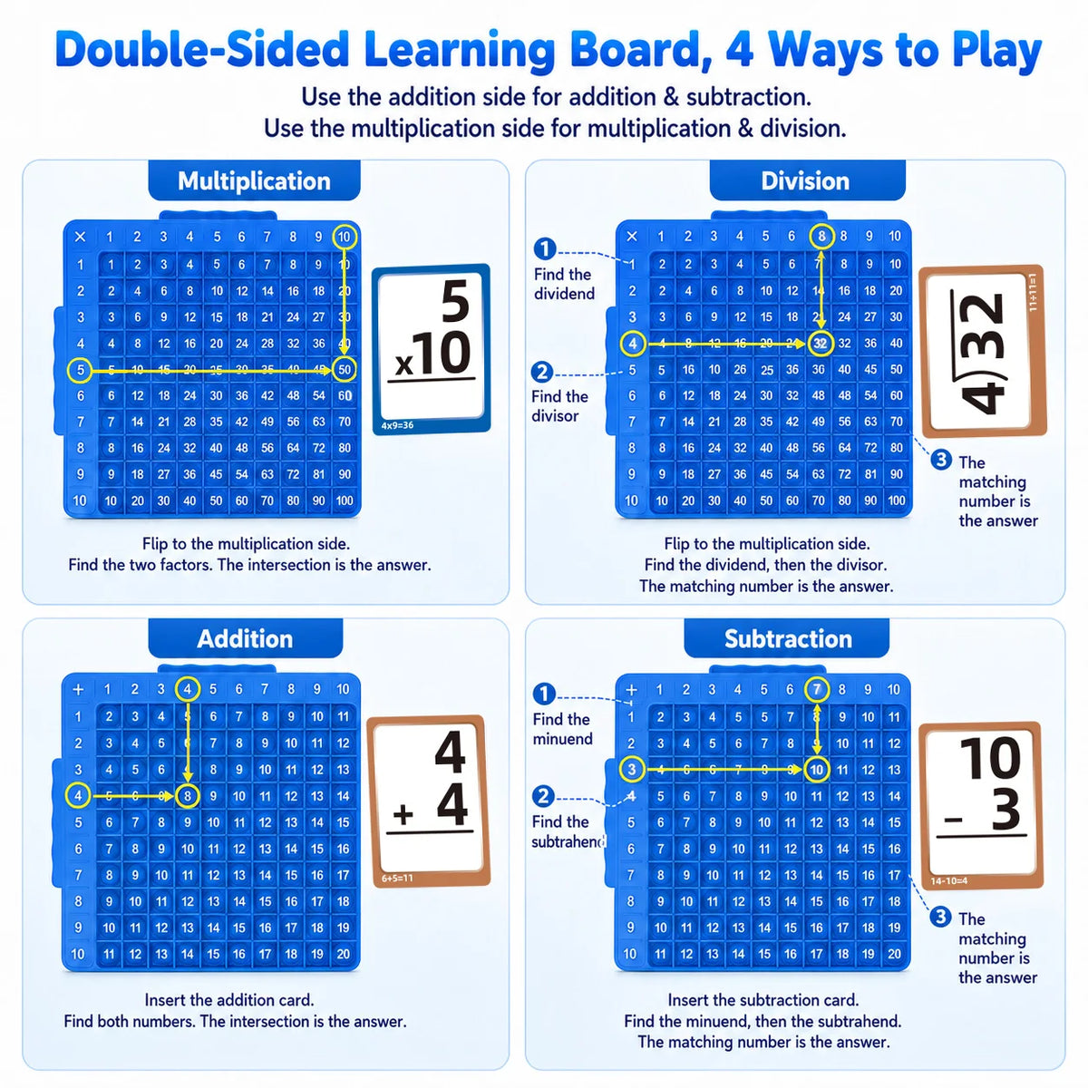 Math Flash Cards and Board Game Set for Kids