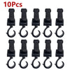 Ten black universal multi-purpose stroller hooks for shopping and baby bags