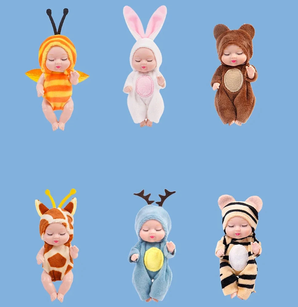 Mini Sleeping Baby Dolls with Clothes - Set of 6