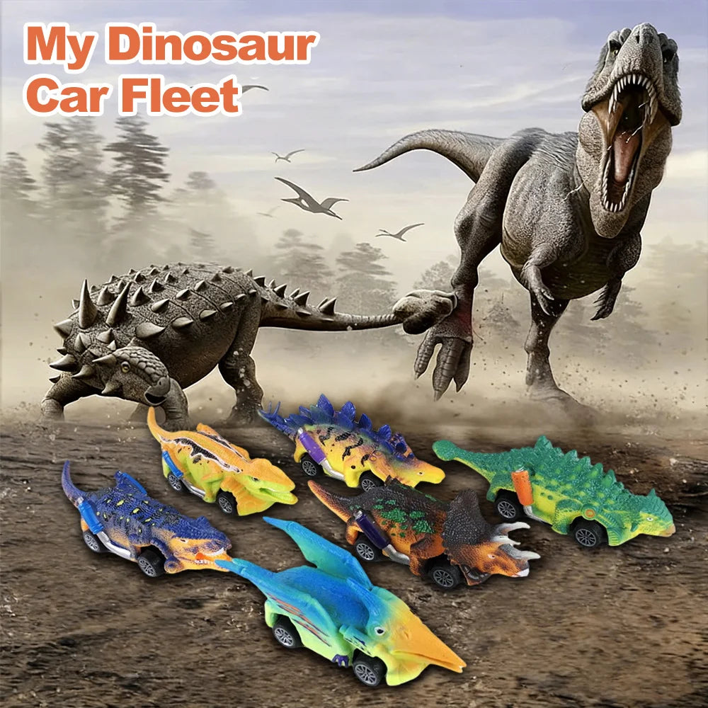 Dinosaur Pull-Back Toy Car Set for Kids