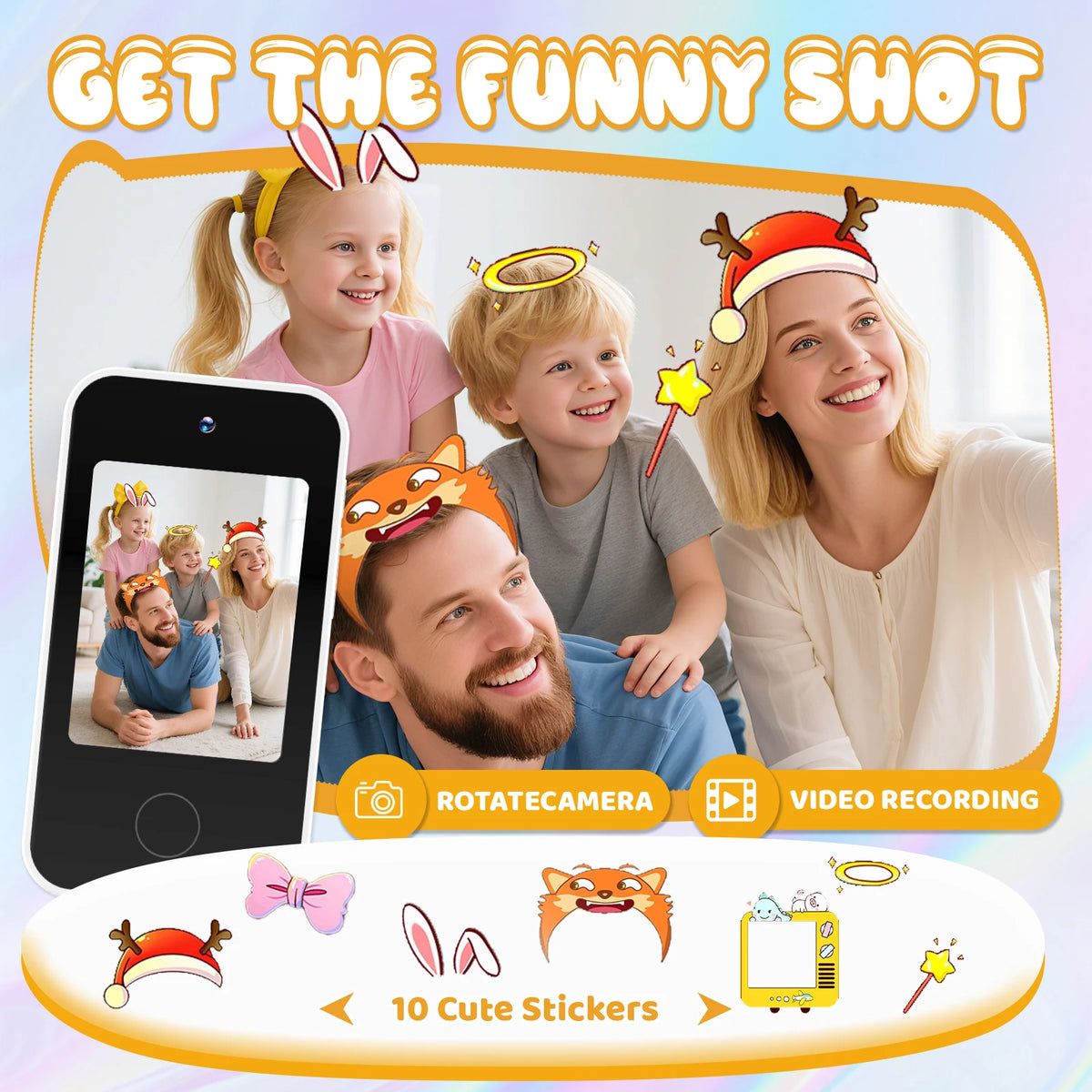 Kids Smart Phone Toy with Dual Cameras and Educational Games