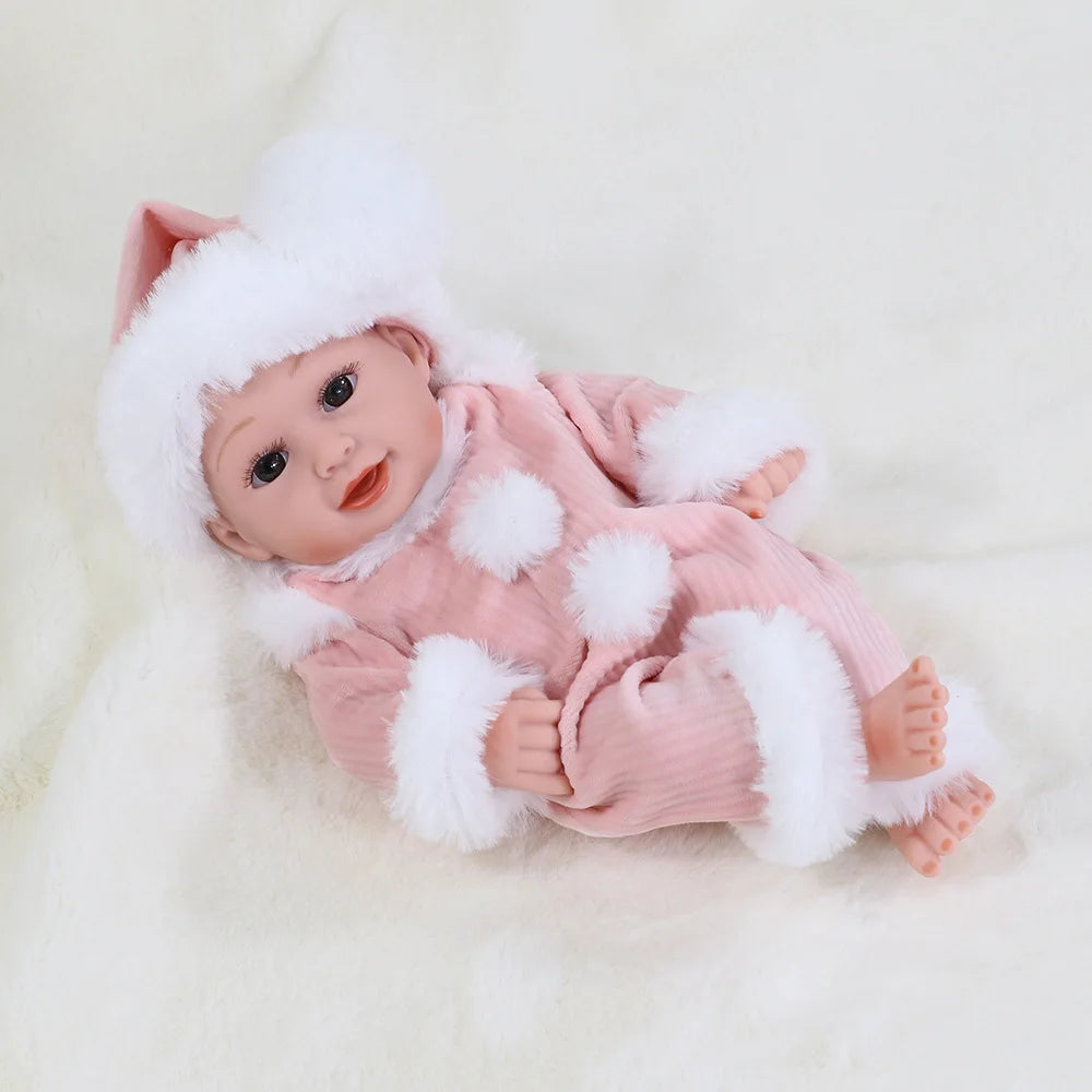 Lifelike 12-Inch Reborn Baby Doll with Outfit – Soft Vinyl, Huggable & Cute
