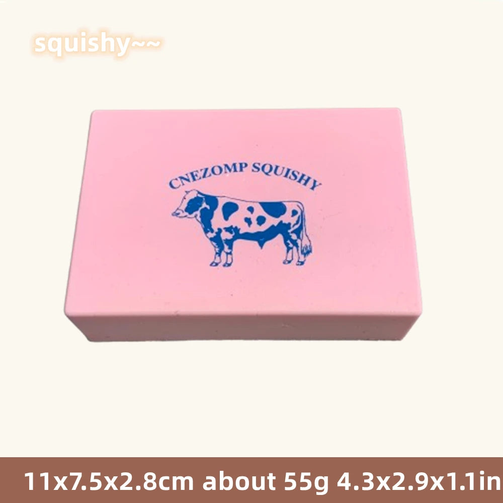 Jouet squishy rose en forme de vache pour thème pain de mie