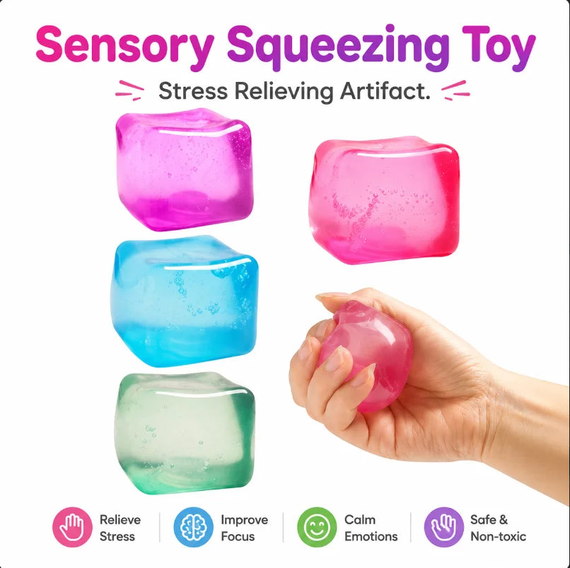 Squishy Stress Cubes – 4-Pack Sensory Fidget Toys