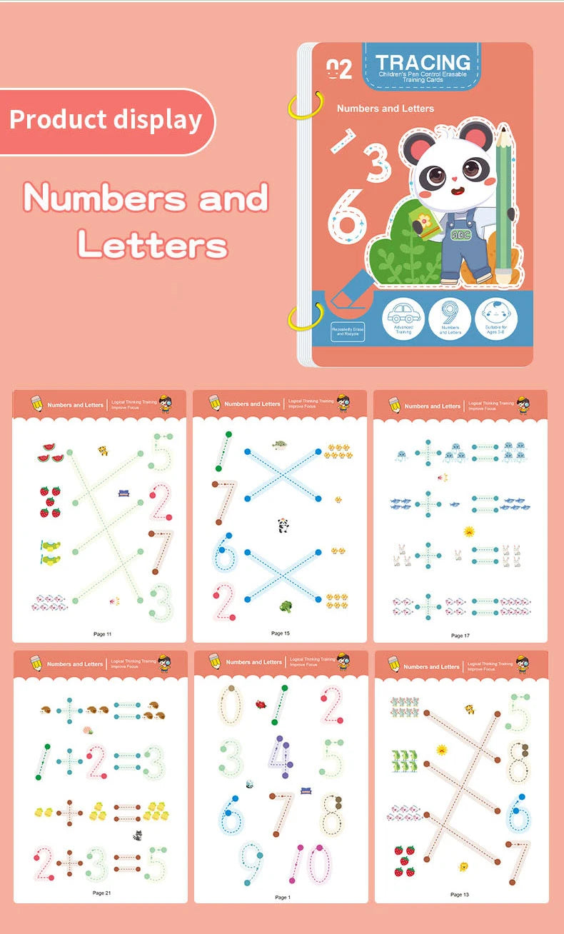 Reusable Magic Tracing Workbook for Kids with Pen and Eraser