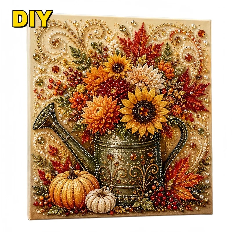 Autumn Pumpkin 5D Pearl Painting Kit with Frame