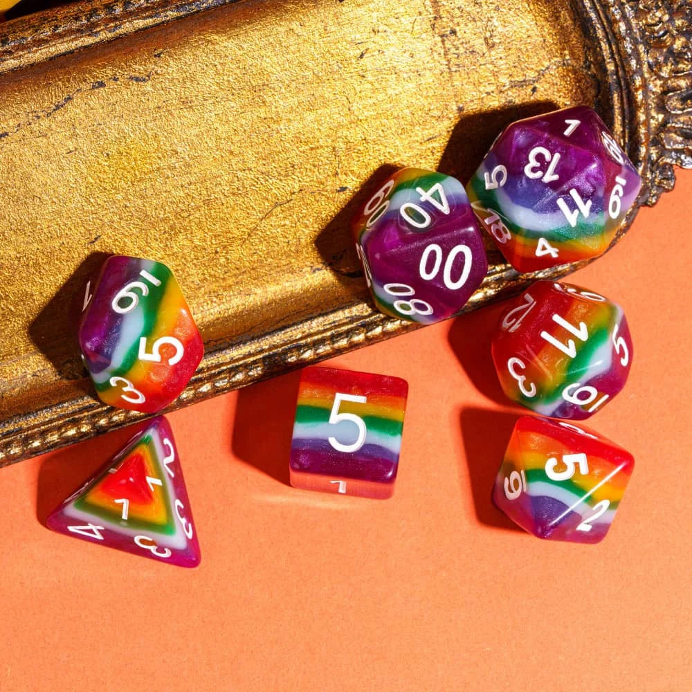 Seven-Layer Rainbow Polyhedral Dice Set for RPGs