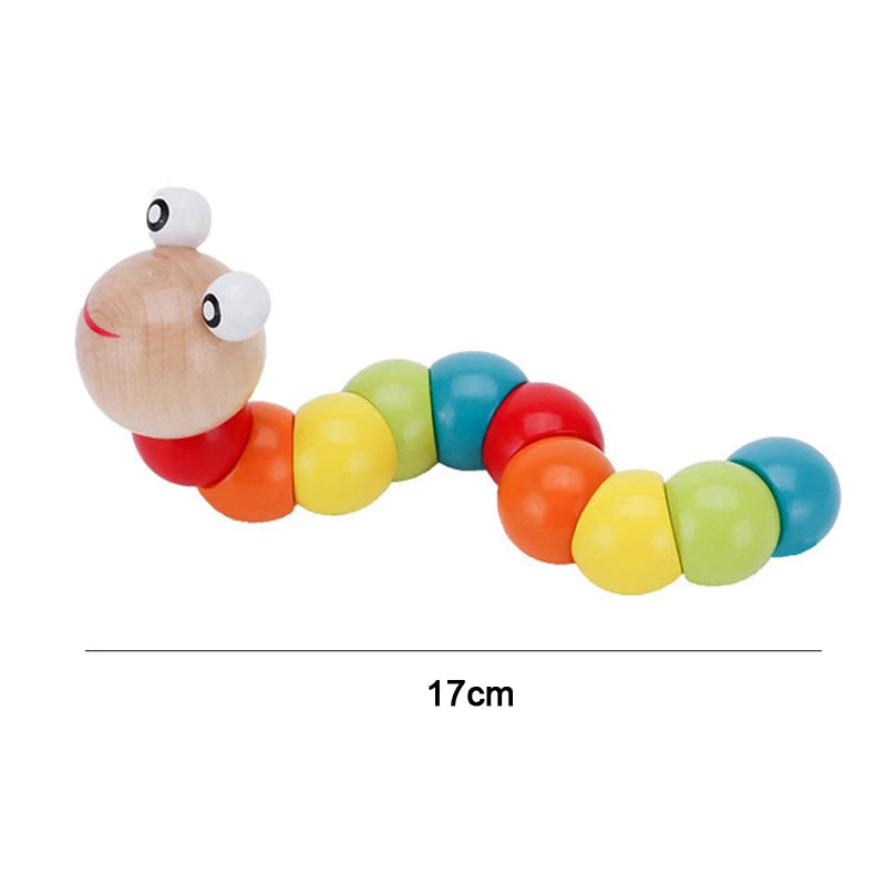A set of wooden sensory blocks in various colors and shapes used for Montessori play.